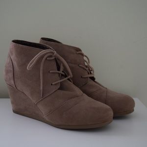Brown Suede Wedge Booties